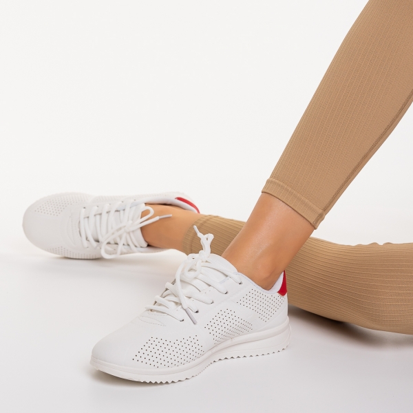 Γυναικεία αθλητικά παπούτσια λευκά με μπλε από οικολογικό δέρμα Zolla, 3 - Kalapod.gr