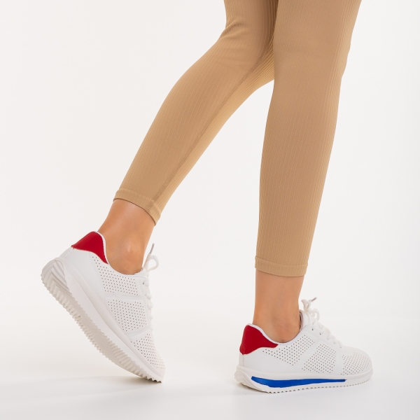 Γυναικεία αθλητικά παπούτσια λευκά με μπλε από οικολογικό δέρμα Zolla, 4 - Kalapod.gr