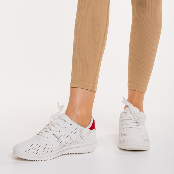 Γυναικεία αθλητικά παπούτσια λευκά με μπλε από οικολογικό δέρμα Zolla, 5 - Kalapod.gr