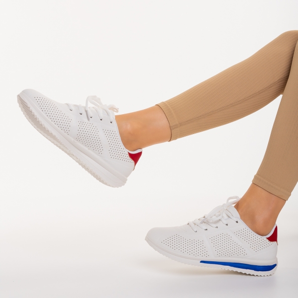Γυναικεία αθλητικά παπούτσια λευκά με μπλε από οικολογικό δέρμα Zolla, 6 - Kalapod.gr