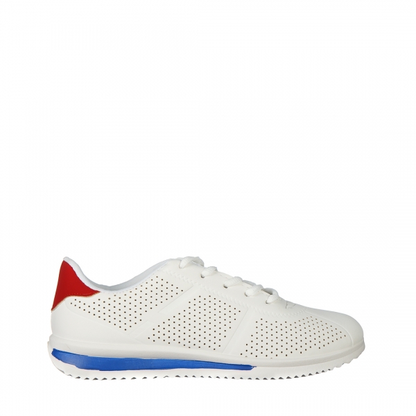 Γυναικεία αθλητικά παπούτσια λευκά με μπλε από οικολογικό δέρμα Zolla, 2 - Kalapod.gr