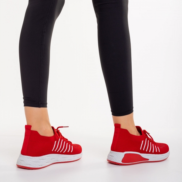 Γυναικεία αθλητικά παπούτσια  κόκκινα  από ύφασμα   Biriza, 4 - Kalapod.gr