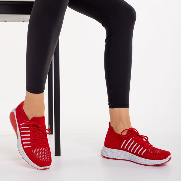 Γυναικεία αθλητικά παπούτσια  κόκκινα  από ύφασμα   Biriza - Kalapod.gr