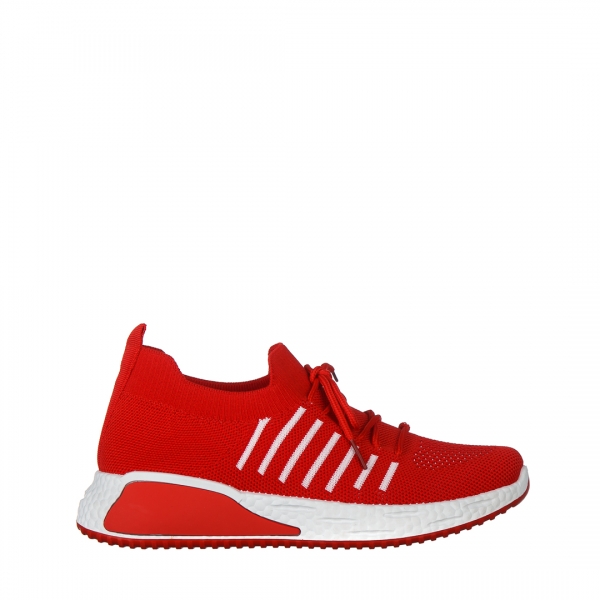 Γυναικεία αθλητικά παπούτσια  κόκκινα  από ύφασμα   Biriza, 2 - Kalapod.gr