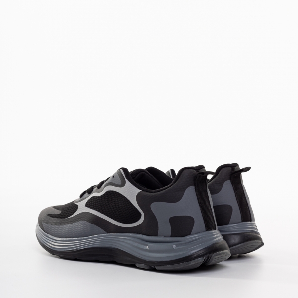 Ανδρικά αθλητικά παπούτσια μαύρα από οικολογικό δέρμα και ύφασμα Raimond, 4 - Kalapod.gr