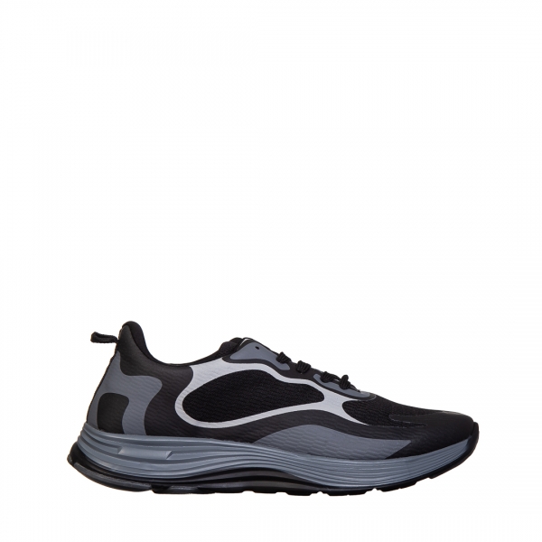 Ανδρικά αθλητικά παπούτσια μαύρα από οικολογικό δέρμα και ύφασμα Raimond, 2 - Kalapod.gr