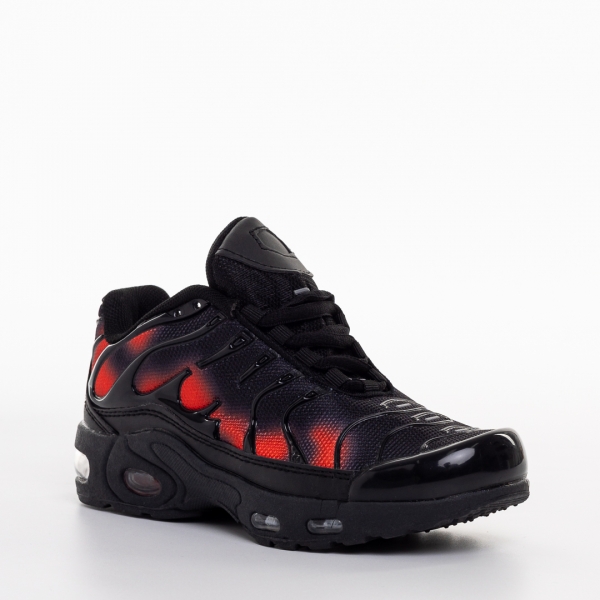 Παιδικά αθλητικά παπούτσια μαυρά με  κόκκινο από ύφασμα   Eliva - Kalapod.gr