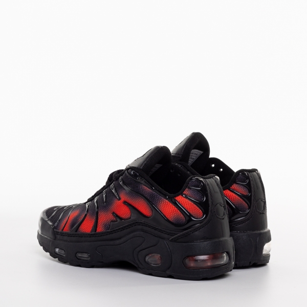 Παιδικά αθλητικά παπούτσια μαυρά με  κόκκινο από ύφασμα   Eliva, 4 - Kalapod.gr