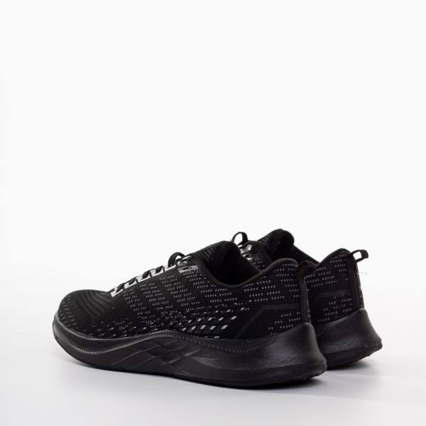 Ανδρικά αθλητικά παπούτσια μαύρα με γκρί από ύφασμα Bendi, 4 - Kalapod.gr