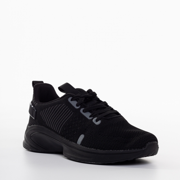 Ανδρικά αθλητικά παπούτσια μαύρα με γκρί από ύφασμα Tomin - Kalapod.gr