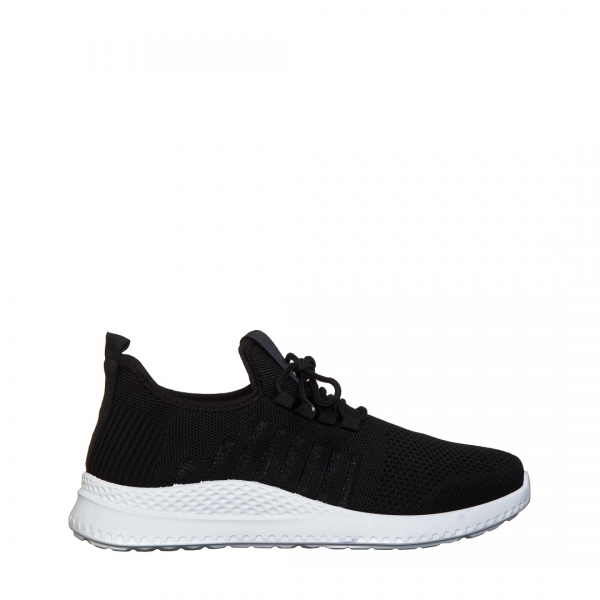 Ανδρικά αθλητικά παπούτσια μαύρα με λευκό  από ύφασμα Speer, 2 - Kalapod.gr