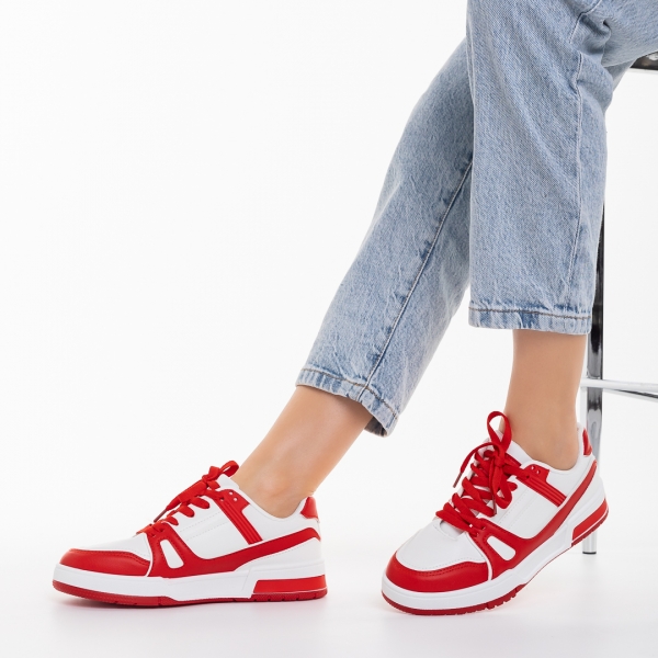 Γυναικεία αθλητικά παπούτσια κόκκινα από οικολογικό δέρμα Asterva - Kalapod.gr
