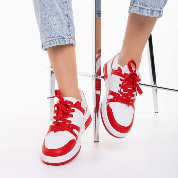 Γυναικεία αθλητικά παπούτσια κόκκινα από οικολογικό δέρμα Asterva, 5 - Kalapod.gr