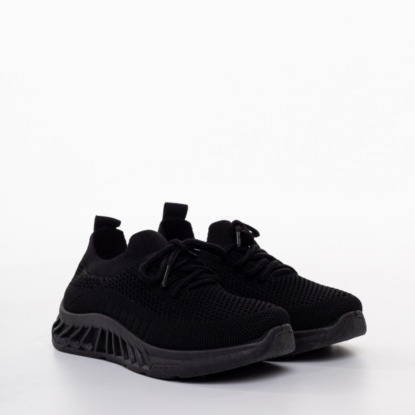 Παιδικά αθλητικά παπούτσια μαύρα από ύφασμα Peyton, 3 - Kalapod.gr