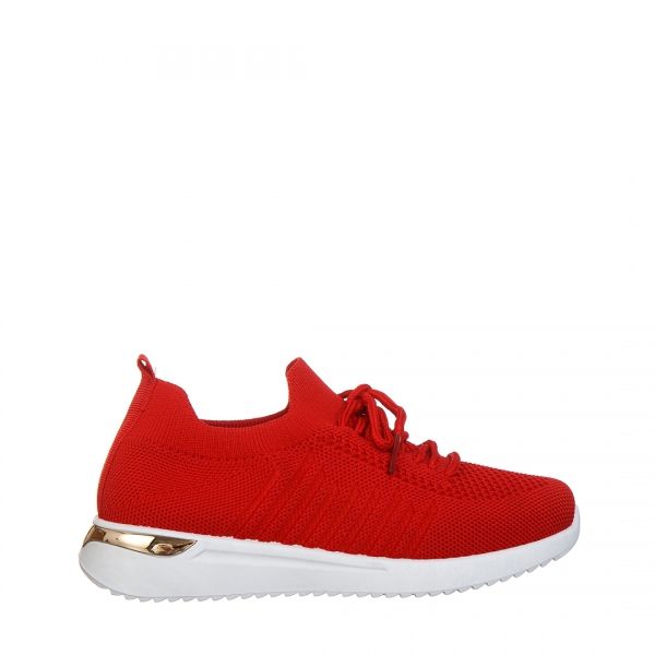 Παιδικά αθλητικά παπούτσια κόκκινα  από ύφασμα Brielle, 2 - Kalapod.gr
