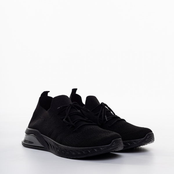 Γυναικεία αθλητικά παπούτσια μαύρα από ύφασμα Kyla, 4 - Kalapod.gr