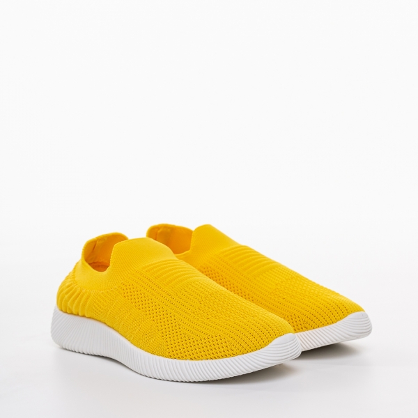 Παιδικά αθλητικά παπούτσια  κίτρινα από ύφασμα  Luna, 4 - Kalapod.gr