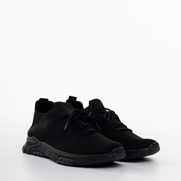 Ανδρικά αθλητικά παπούτσια  μαύρα από ύφασμα Iaroll, 3 - Kalapod.gr