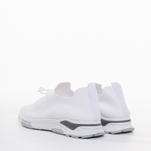 Ανδρικά αθλητικά παπούτσια  λευκά από ύφασμα Iaroll, 4 - Kalapod.gr