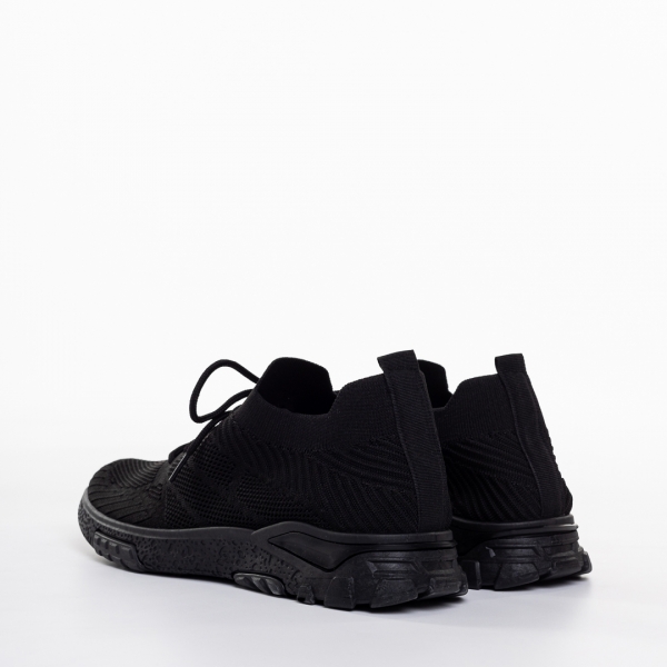 Ανδρικά αθλητικά παπούτσια  μαύρα από ύφασμα Todozi, 4 - Kalapod.gr