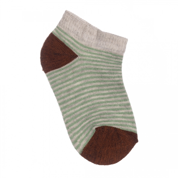 Σετ 2 τεμάχια παιδικές κάλτσες κοντές M-C066 γκρί με ρίγες πράσινα - Kalapod.gr