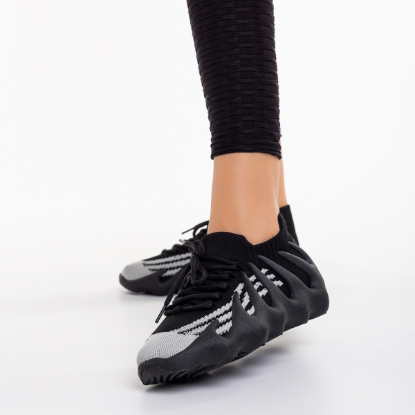 Γυναικεία αθλητικά παπούτσια μαύρα από ύφασμα Nelly, 6 - Kalapod.gr