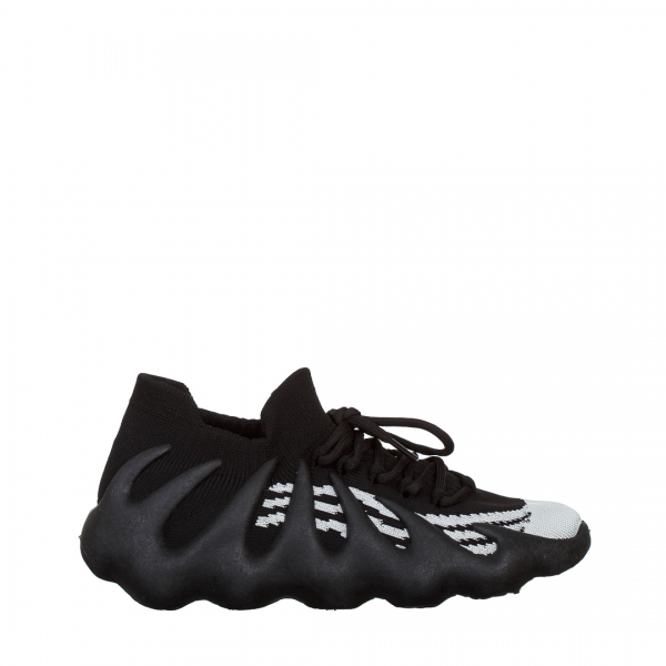 Γυναικεία αθλητικά παπούτσια μαύρα από ύφασμα Nelly, 2 - Kalapod.gr