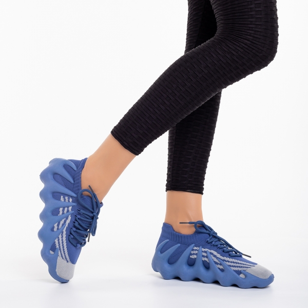 Γυναικεία αθλητικά παπούτσια  μπλε από ύφασμα  Nelly, 5 - Kalapod.gr