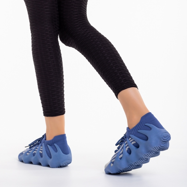 Γυναικεία αθλητικά παπούτσια  μπλε από ύφασμα  Nelly, 4 - Kalapod.gr