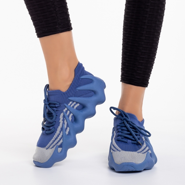 Γυναικεία αθλητικά παπούτσια  μπλε από ύφασμα  Nelly, 3 - Kalapod.gr