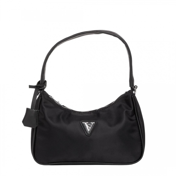 Γυναικεία τσάντα  μαύρη από ύφασμα Elfreda, 3 - Kalapod.gr