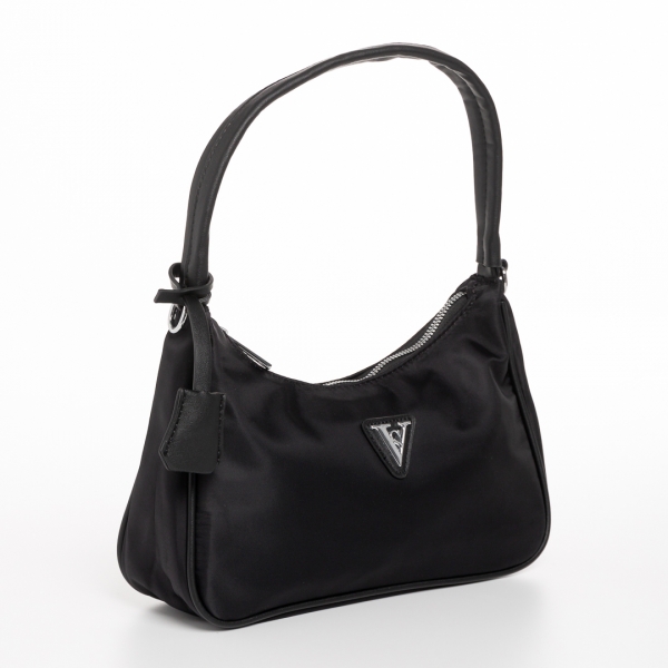 Γυναικεία τσάντα  μαύρη από ύφασμα Elfreda, 2 - Kalapod.gr