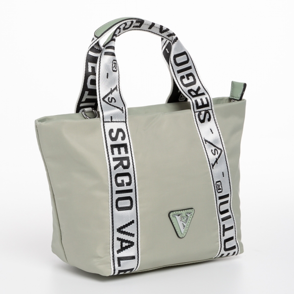 Γυναικεία τσάντα ανοιχτό πράσινο  από ύφασμα Armandine, 2 - Kalapod.gr