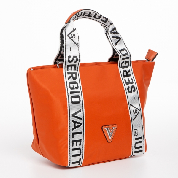 Γυναικεία τσάντα  πορτοκάλι από ύφασμα Armandine, 2 - Kalapod.gr