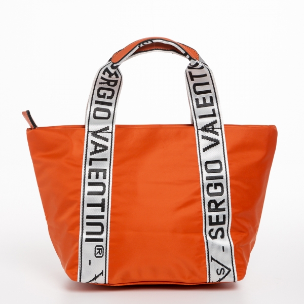 Γυναικεία τσάντα  πορτοκάλι από ύφασμα Armandine, 5 - Kalapod.gr