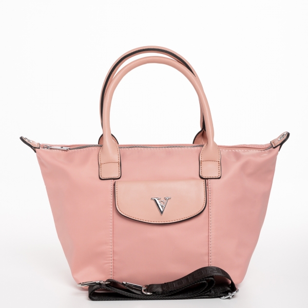 Γυναικεία τσάντα  ροζ από ύφασμα Bernadette, 5 - Kalapod.gr