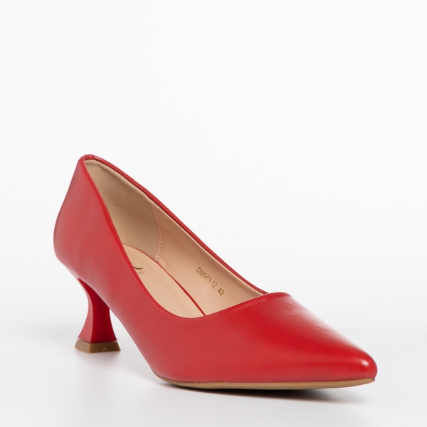 Γυναικεία παπούτσια   κόκκινα από οικολογικό δέρμα  Esther, 3 - Kalapod.gr