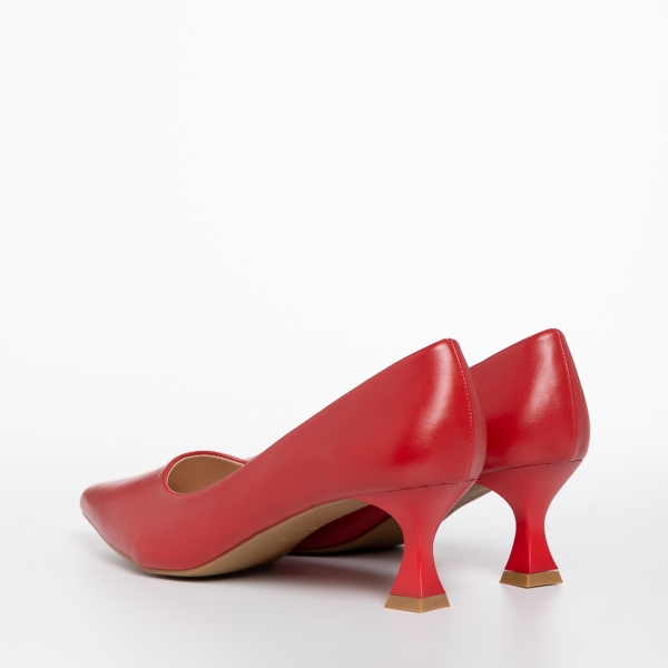 Γυναικεία παπούτσια   κόκκινα από οικολογικό δέρμα  Esther, 4 - Kalapod.gr