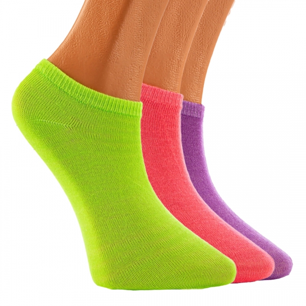 Σετ 3 ζευγάρια παιδικές κάλτσες  μωβ σκούρο πράσινο φούξια - Kalapod.gr