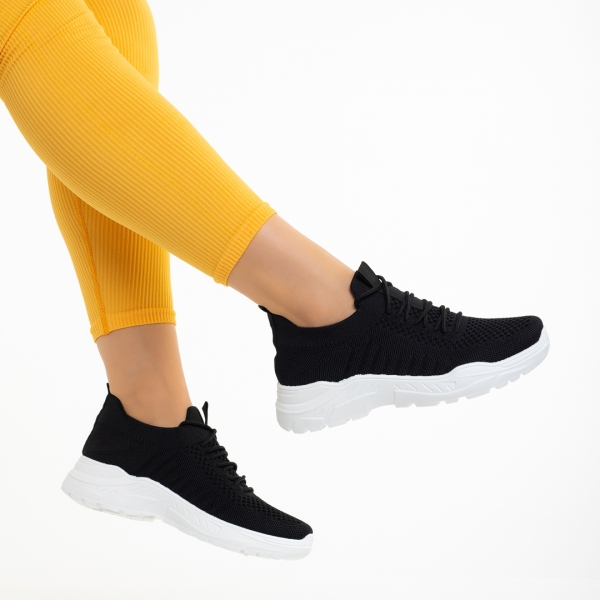 Γυναικεία αθλητικά παπούτσια μάυρα από υφαντική ύλη Dacota - Kalapod.gr