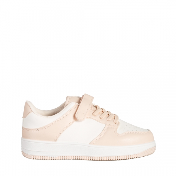 Παιδικά αθλητικά παπούτσια ροζ με λευκό από οικολογικό δέρμα Neal, 2 - Kalapod.gr