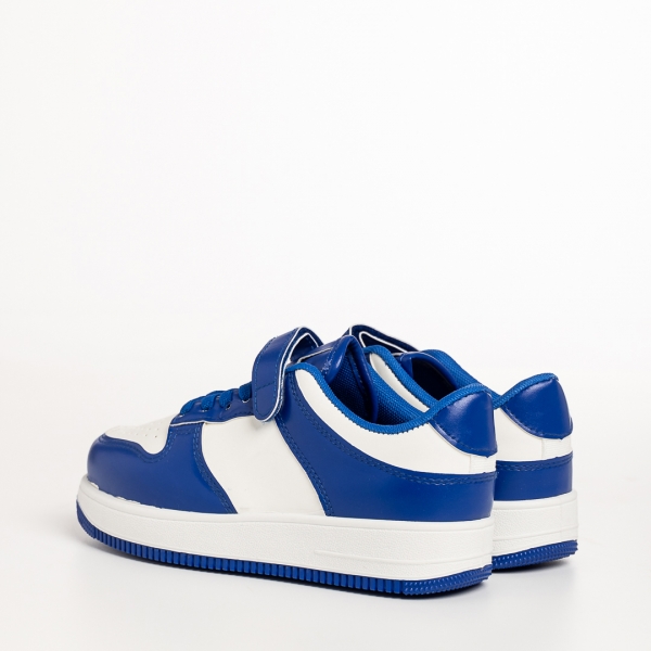 Παιδικά αθλητικά παπούτσια μπλε με λευκό από οικολογικό δέρμα Neal, 4 - Kalapod.gr