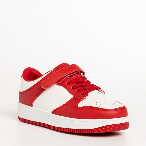 Παιδικά αθλητικά παπούτσια κόκκινο με λευκό από οικολογικό δέρμα Neal - Kalapod.gr
