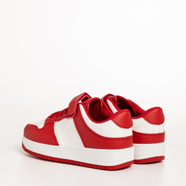 Παιδικά αθλητικά παπούτσια κόκκινο με λευκό από οικολογικό δέρμα Neal, 4 - Kalapod.gr