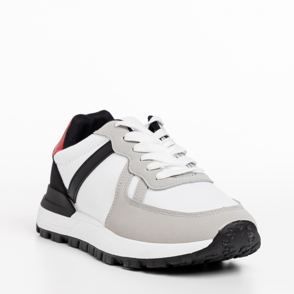 Ανδρικά αθλητικά παπούτσια λευκά από οικολογικό δέρμα και ύφασμα  Redal, 3 - Kalapod.gr