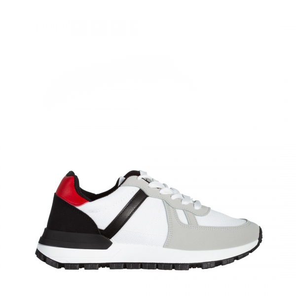 Ανδρικά αθλητικά παπούτσια λευκά από οικολογικό δέρμα και ύφασμα  Redal, 2 - Kalapod.gr