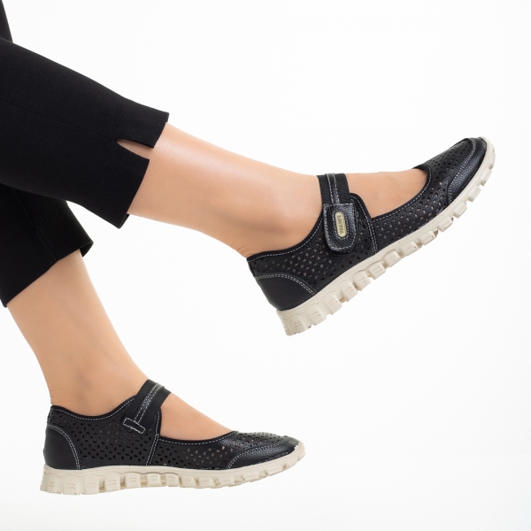 Γυναικεία casual παπούτσια  μαύρα από οικολογικό δέρμα Lakendra, 6 - Kalapod.gr
