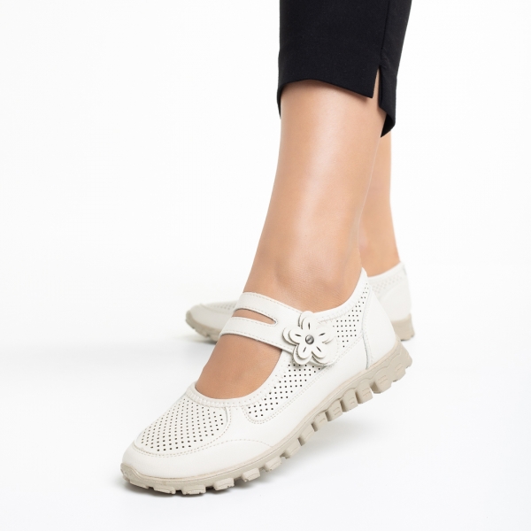 Γυναικεία casual παπούτσια  λευκά από οικολογικό δέρμα Ladana, 3 - Kalapod.gr