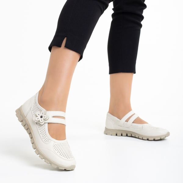 Γυναικεία casual παπούτσια  λευκά από οικολογικό δέρμα Ladana, 4 - Kalapod.gr