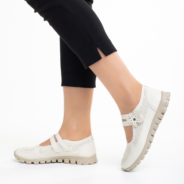 Γυναικεία casual παπούτσια  λευκά από οικολογικό δέρμα Ladana, 5 - Kalapod.gr